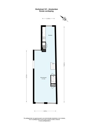 Plattegrond - Keizersgracht 584-586, 1017 EN Amsterdam - 232_233_Kerkstraat 141 - Amsterdam - Eerste verdieping - 2D .jpeg